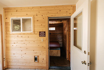 A photo of a spa sauna.
